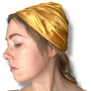Vintage Stix Baer & Fuller Gold Satin Turban Hat – Glam 50s/60s Style